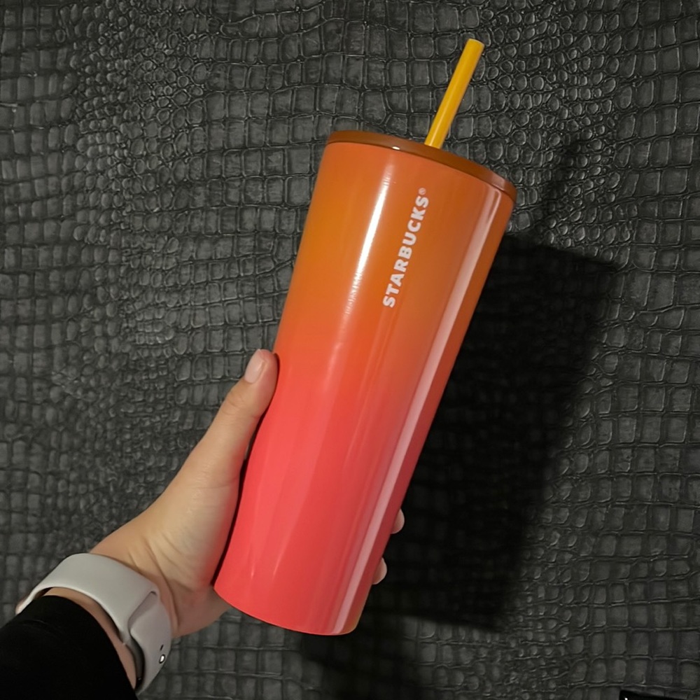 Pink orange stainless steel tumbler